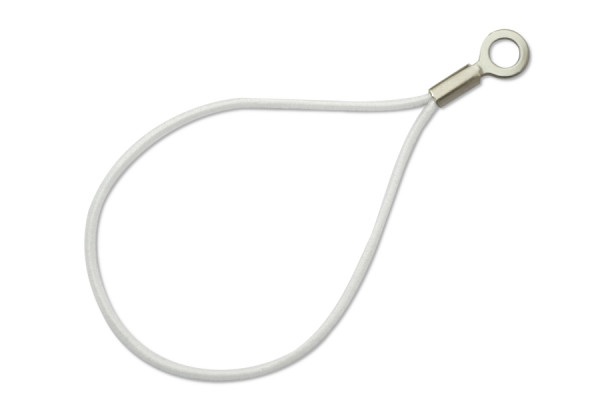 Gummischnüre in Tropfenform montiert, Kabelschuh, geschlossen, weiss