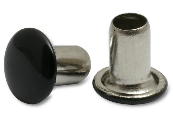 Maschinen-Nieten, 3,8 mm Ø Schaft, 7 mm Ø Kopf, Kopf schwarz lackiert