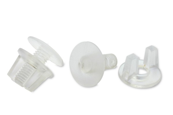 Displayschrauben mit Flügelmutter, Kunststoff, transparent,