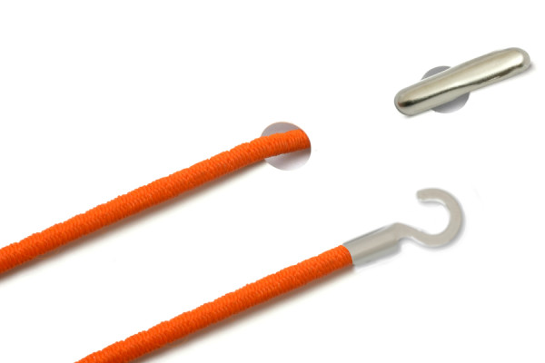 Gummischnüre mit Splint und offenem Kabelschuh, dunkel-orange