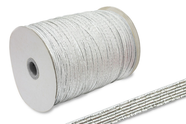 Flachgummi, auf 500 m Rolle, silber