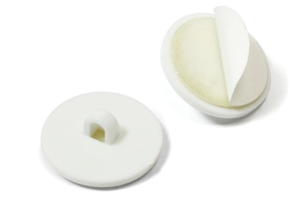Klebebutton mit Öse, 20 mm Ø, Kunststoff, weiss