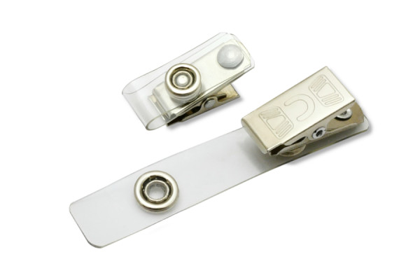 Kroko Ausweisclips für Hüllen mit Langloch, Krokoclip, vernickelt