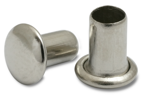 Maschinen-Nieten, 4 mm Ø Schaft, 7 mm Ø Kopf, vernickelt