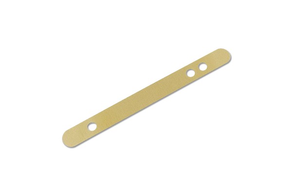 Stahldeckleisten, 120 x 12 mm, 70+80 mm Lochung, goldlackiert