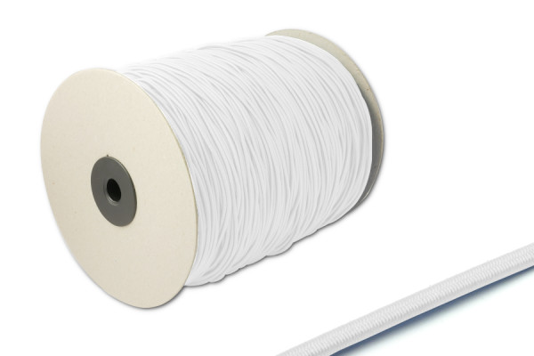 Gummischnur, 2,2 mm Ø, auf 500 m Rolle, weiss