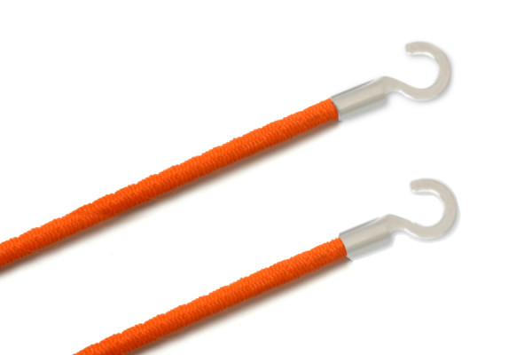 Gummischnüre mit Kabelschuhen, offen, dunkel-orange