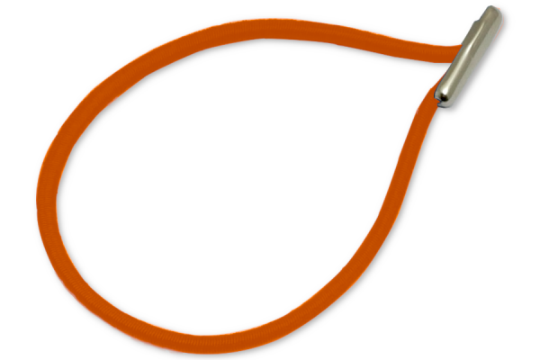 Gummischnüre in Tropfenform montiert, dunkel-orange