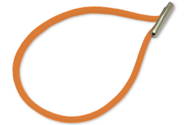 Gummischnüre in Tropfenform montiert, orange