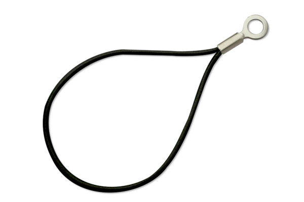 Gummischnüre in Tropfenform montiert, Kabelschuh, geschlossen, schwarz