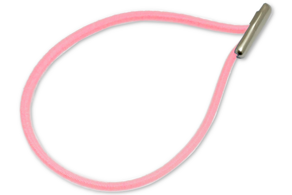 Gummischnüre in Tropfenform montiert, rosa