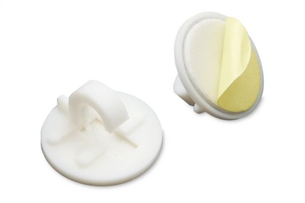 Stifthalter / Cliphaken aus Kunststoff, selbstklebend, 20 mm Ø, weiss
