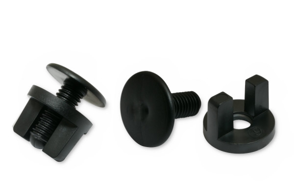 Displayschrauben mit Flügelmutter, Kunststoff, schwarz